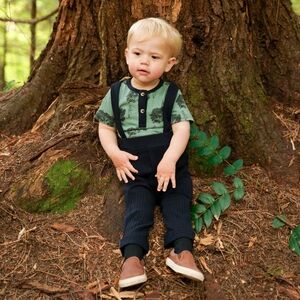 EUC 2T Kate Quinn Organics Cuffed Suspender Pant Wide Rib Cotton Black Pants